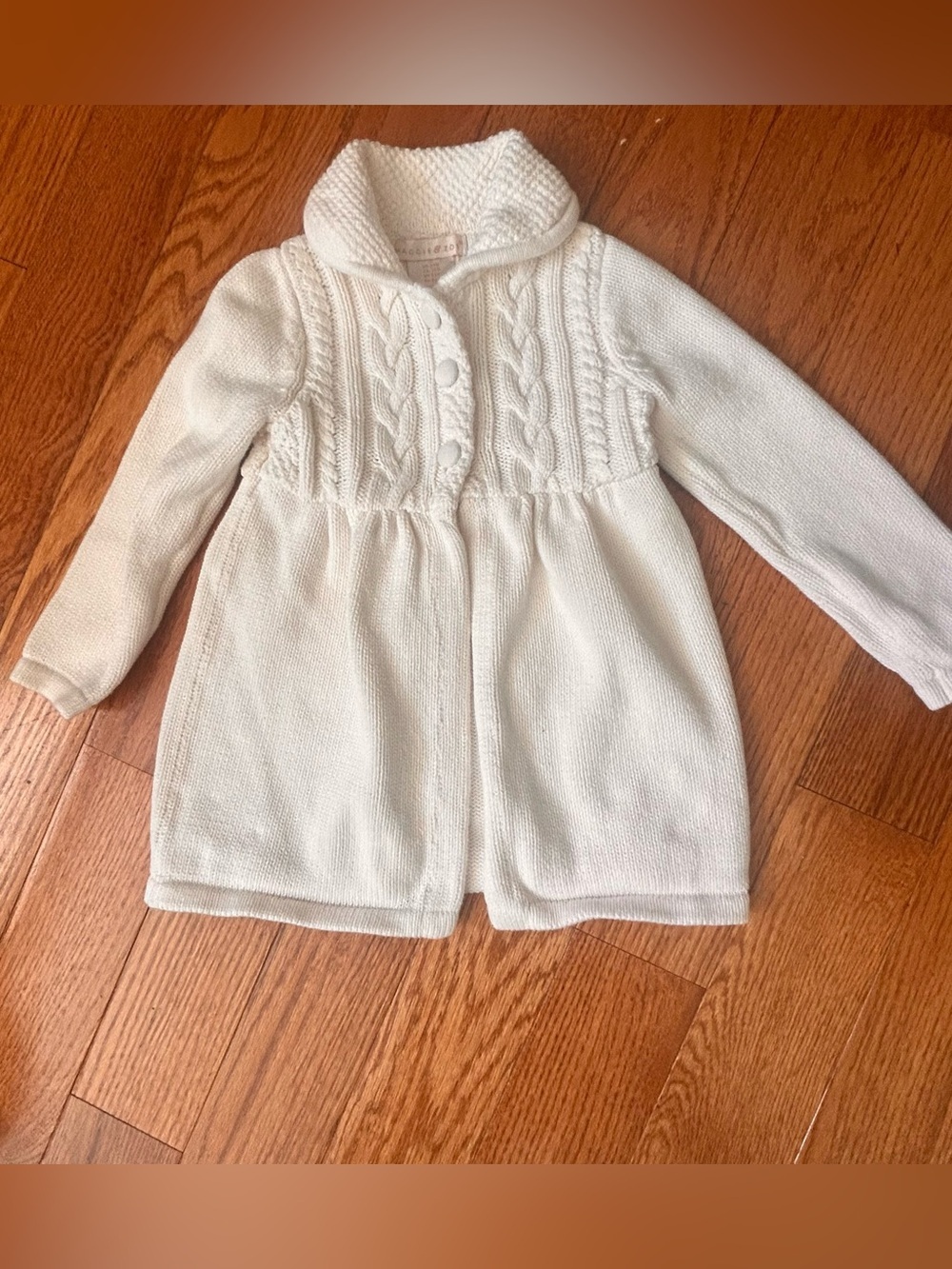 Maggie & Zoe Ivory Cable Knit Cardigan Sweater Coat Girls 24 Months
